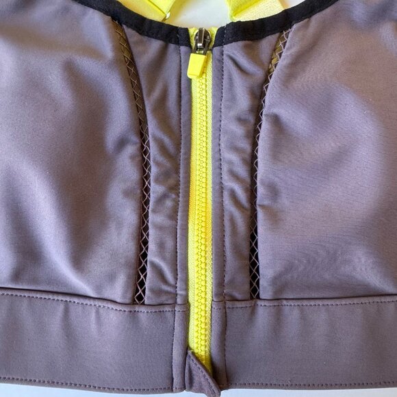 Fabletics Sports Bra Crisscross Straps Gray Yellow Size XXS Front Zip Athletic - Picture 11 of 11